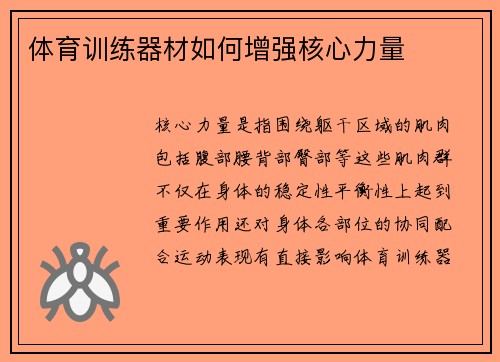 体育训练器材如何增强核心力量